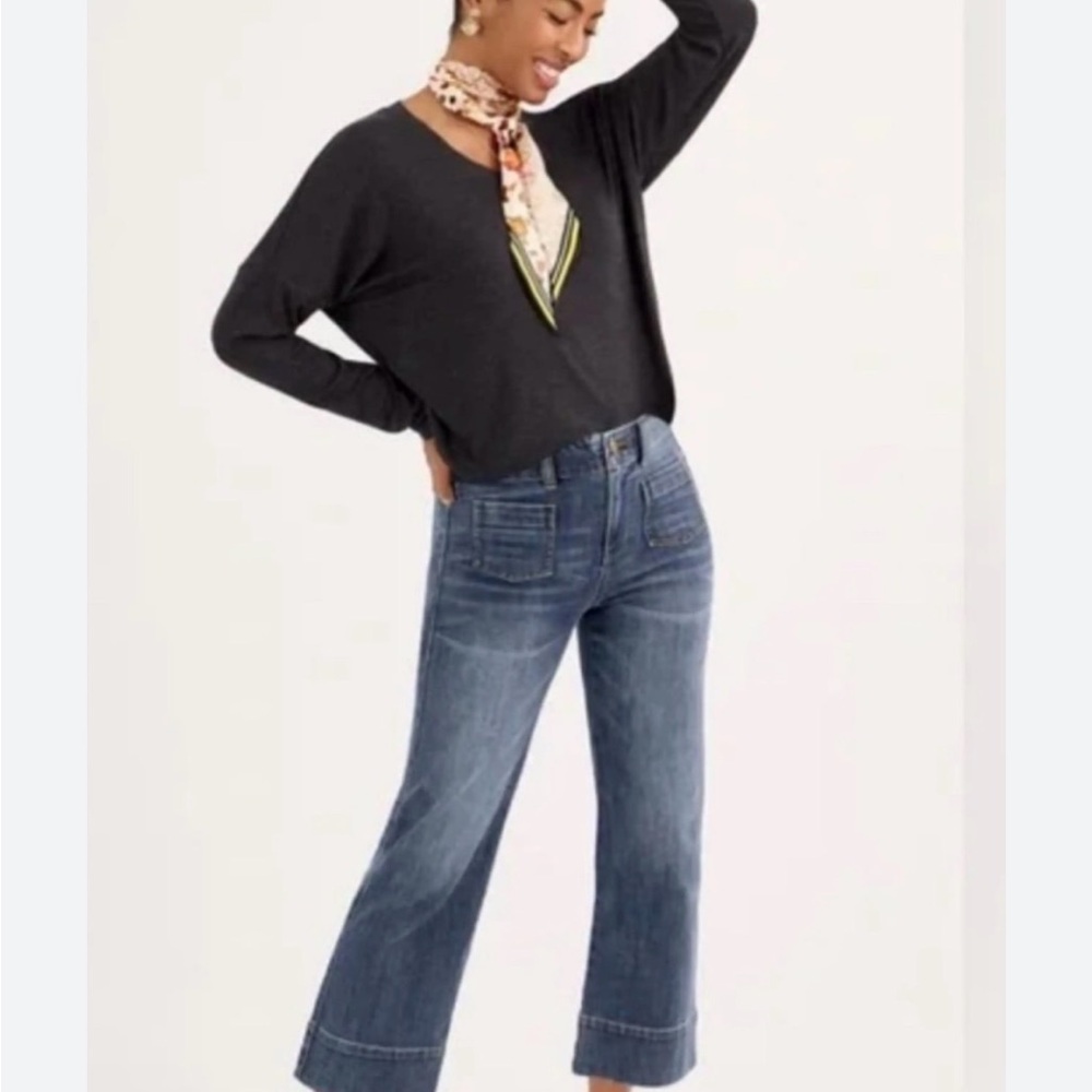 CAbi Women's Blue Flare Capri Jeans